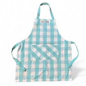 Williams Sonoma Teal Blue Checked Kids 100% Cotton Apron